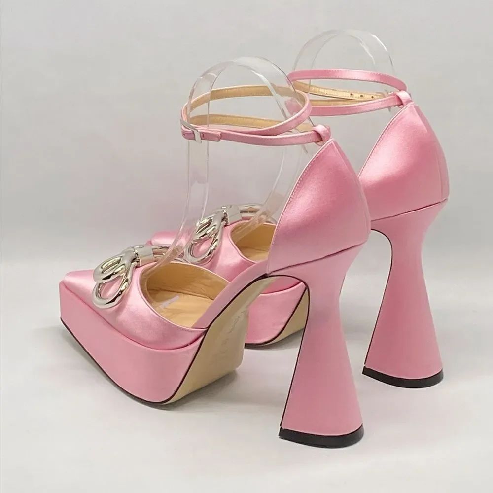Mach & Mach Double Bow Satin Platform Pumps size 38